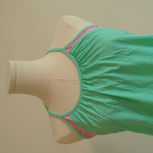 Lululemon size 6 mint green tank with hot pink & mint green built-in sports bra
